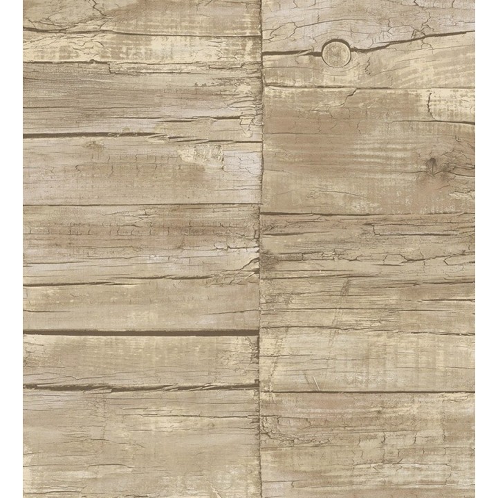 Papel pintado listones desiguales de madera desgastada marrón claro - Oporto Wood 124386