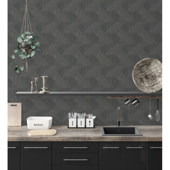 Papel pintado con efecto tridimensional de madera texturizada - Atlas Geometry 683103