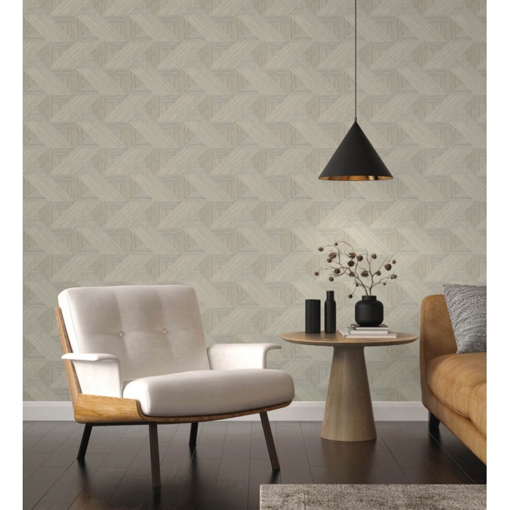 Papel pintado con efecto tridimensional de madera texturizada - Atlas Geometry 683104