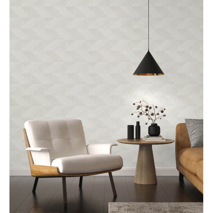 Papel pintado con efecto tridimensional de madera texturizada - Atlas Geometry 683105