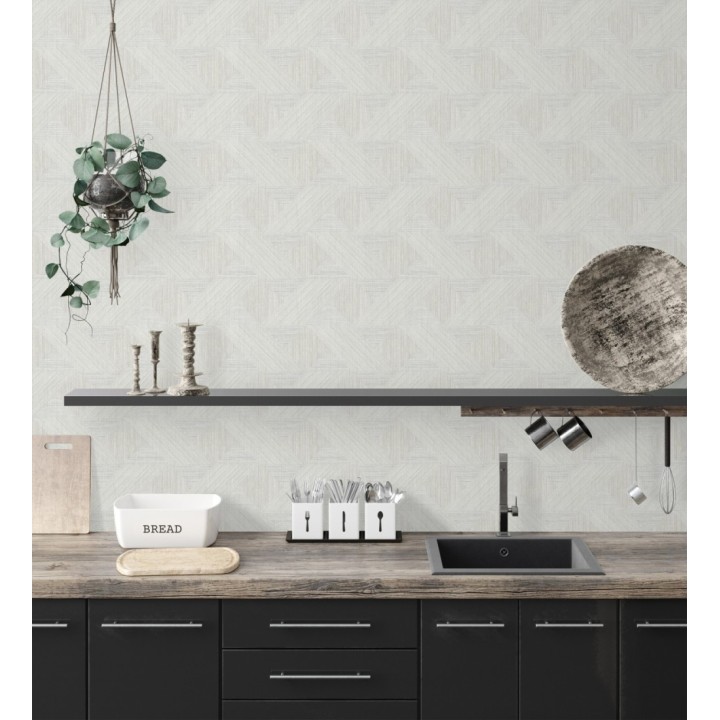 Papel pintado con efecto tridimensional de madera texturizada - Atlas Geometry 683105