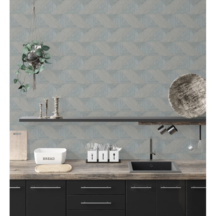 Papel pintado con efecto tridimensional de madera texturizada - Atlas Geometry 683106