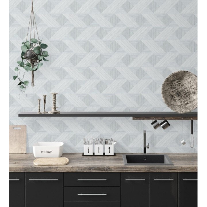 Papel pintado con efecto tridimensional de madera texturizada - Atlas Geometry 683107