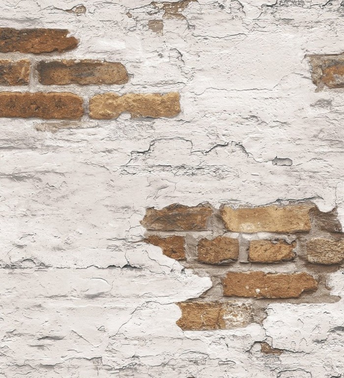 Papel pintado muro de ladrillo blanco desgastado - Morris Street 124398