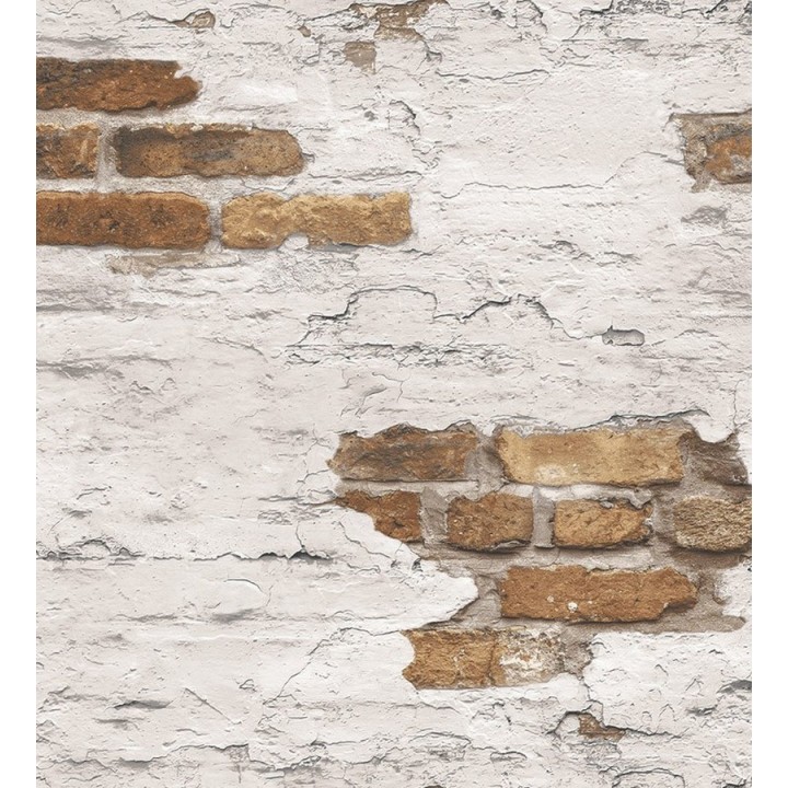 Papel pintado muro de ladrillo blanco desgastado - Morris Street 124398