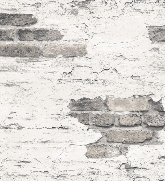 Papel pintado muro de ladrillo blanco desgastado - Morris Street 124399