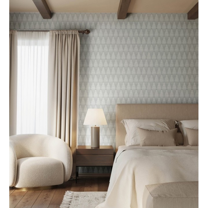 Papel pintado geométrico con dibujo de llamas estilo Mid Century Modern - Oasis Flames 683113