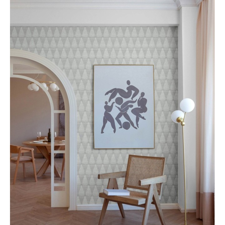 Papel pintado geométrico con dibujo de llamas estilo Mid Century Modern - Oasis Flames 683113