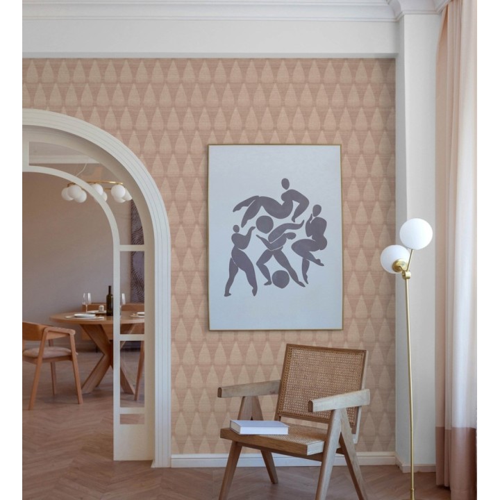 Papel pintado geométrico con dibujo de llamas estilo Mid Century Modern - Oasis Flames 683114