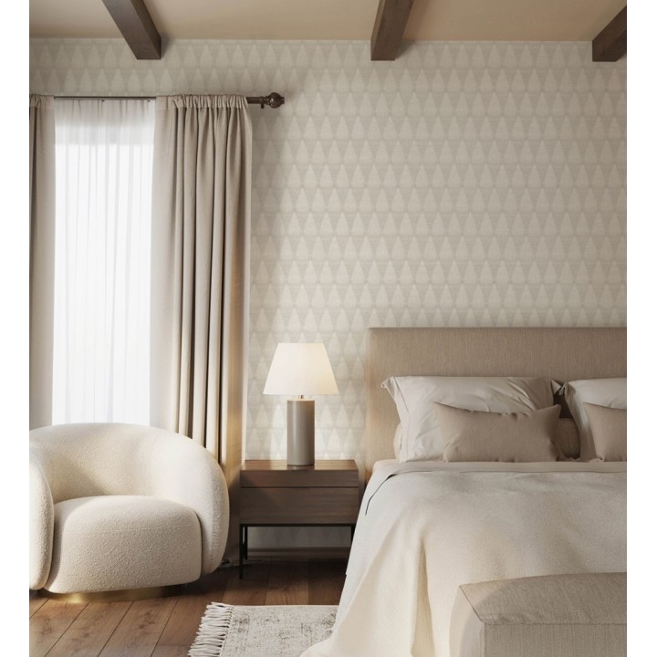 Papel pintado geométrico con dibujo de llamas estilo Mid Century Modern - Oasis Flames 683115