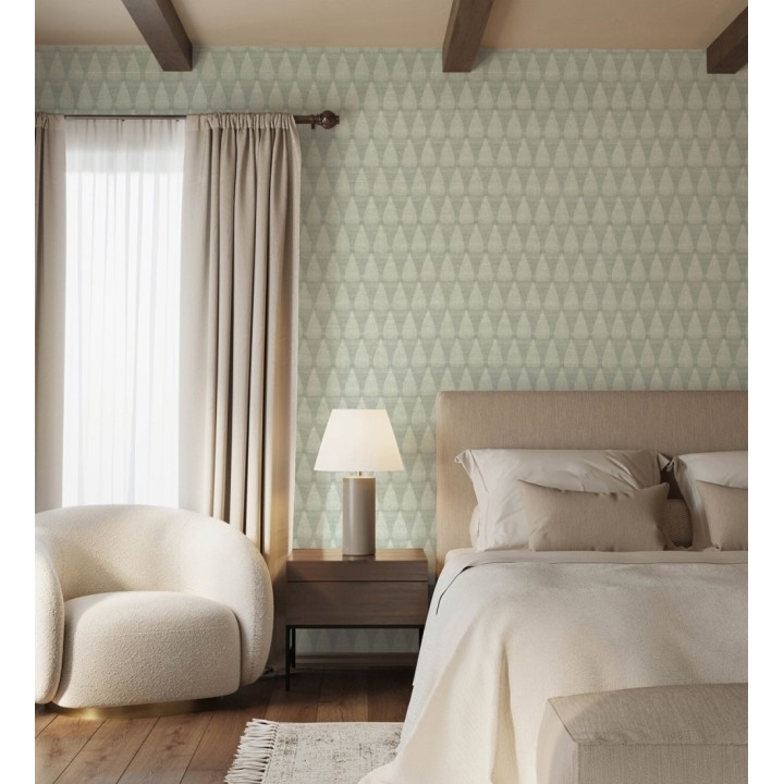 Papel pintado geométrico con dibujo de llamas estilo Mid Century Modern - Oasis Flames 683116