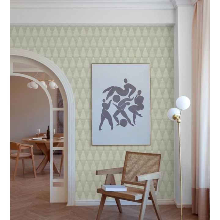 Papel pintado geométrico con dibujo de llamas estilo Mid Century Modern - Oasis Flames 683116