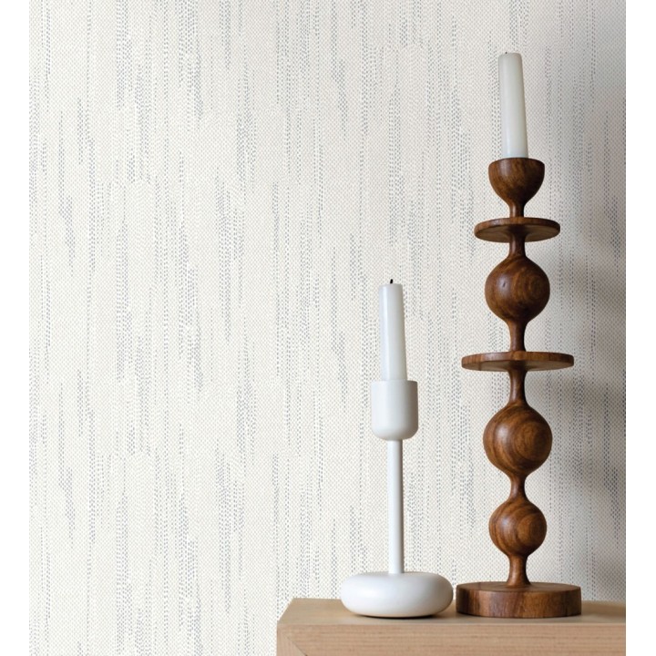 Papel pintado de arpillera con textura minimalista en beige nácar y gris - Haarlem Weft 683118