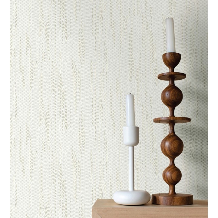 Papel pintado de arpillera con textura minimalista en dorado y gris claro - Haarlem Weft 683119