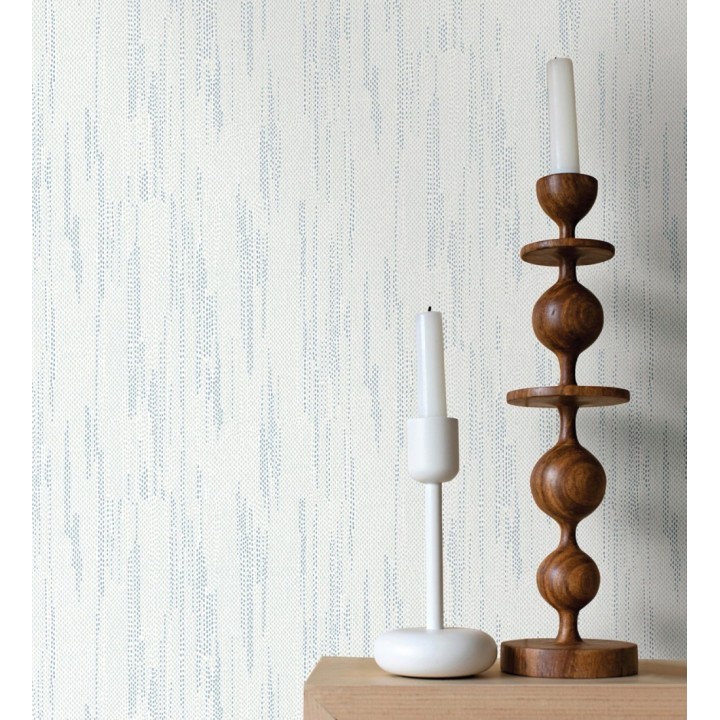 Papel pintado de arpillera con textura minimalista en verde y azul - Haarlem Weft 683120