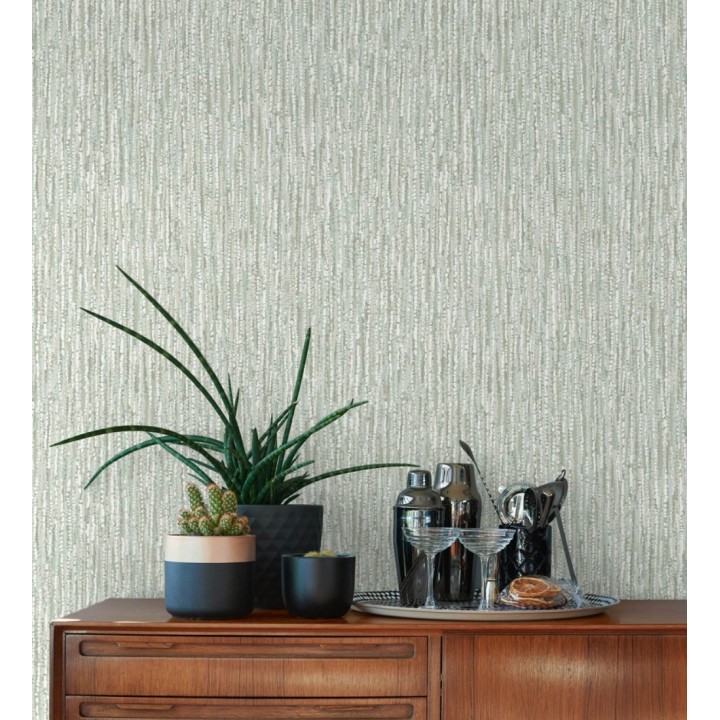 Papel pintado efecto de lentejuelas mate con tonos verde caqui y turquesa - Montreal Haze 683123