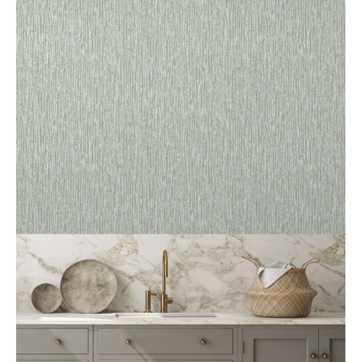 Papel pintado efecto de lentejuelas mate con tonos verde caqui y turquesa - Montreal Haze 683123