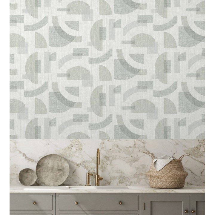 Papel pintado diseño abstracto con semicírculos y bloques - Ubuntu Motifs 683128