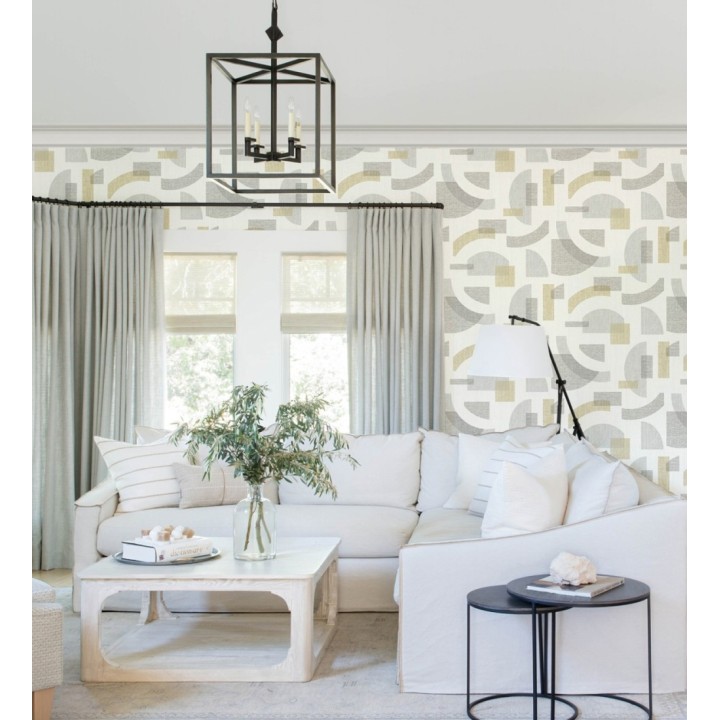 Papel pintado diseño abstracto con semicírculos y bloques - Ubuntu Motifs 683129