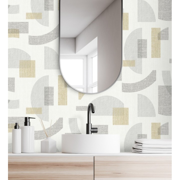 Papel pintado diseño abstracto con semicírculos y bloques - Ubuntu Motifs 683129