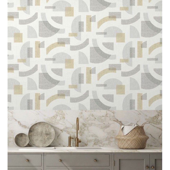 Papel pintado diseño abstracto con semicírculos y bloques - Ubuntu Motifs 683129