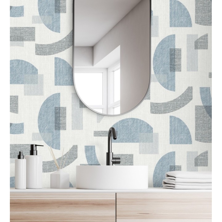 Papel pintado diseño abstracto con semicírculos y bloques - Ubuntu Motifs 683130