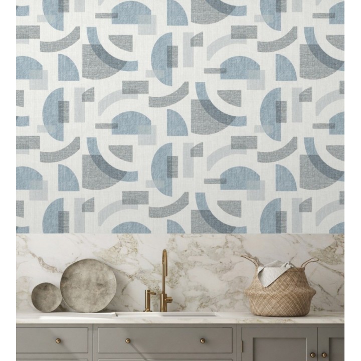 Papel pintado diseño abstracto con semicírculos y bloques - Ubuntu Motifs 683130