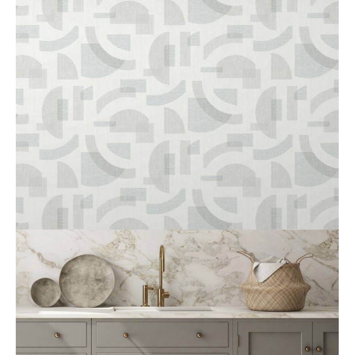 Papel pintado diseño abstracto con semicírculos y bloques - Ubuntu Motifs 683131