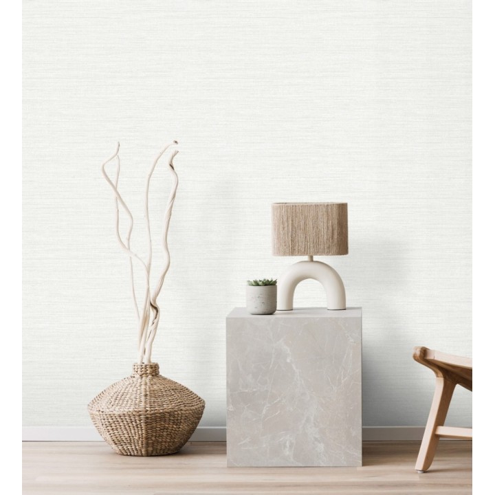 Papel pintado fibra vegetal microtexturada en tonos blanco roto  - Sahara Weave 683133