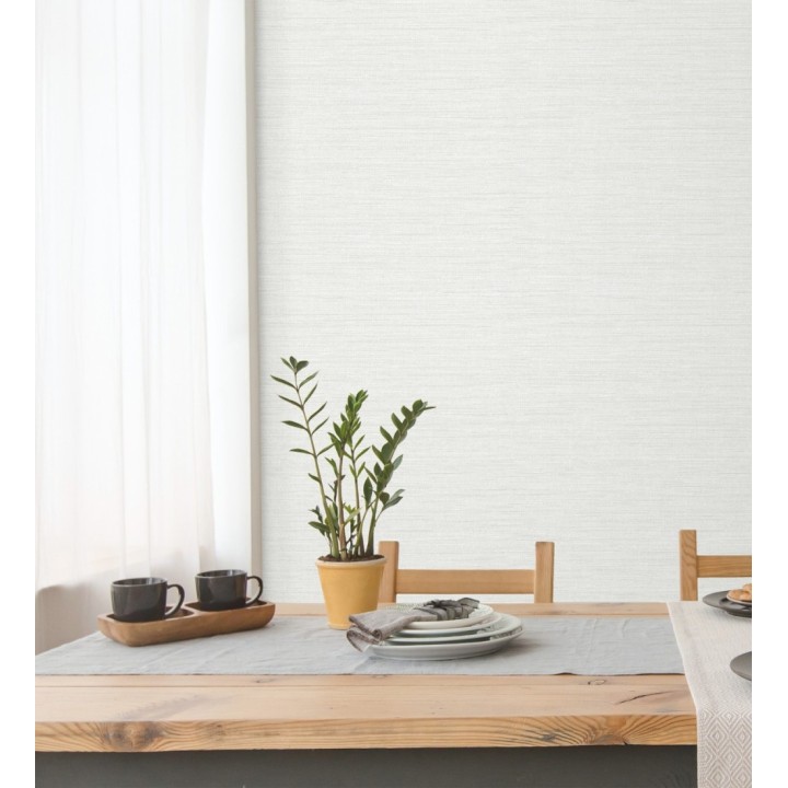 Papel pintado fibra vegetal microtexturada en tonos blanco roto  - Sahara Weave 683133