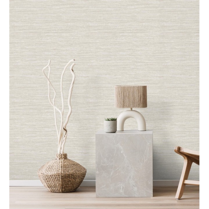 Papel pintado fibra vegetal microtexturada en tonos beige tostado - Sahara Weave 683134