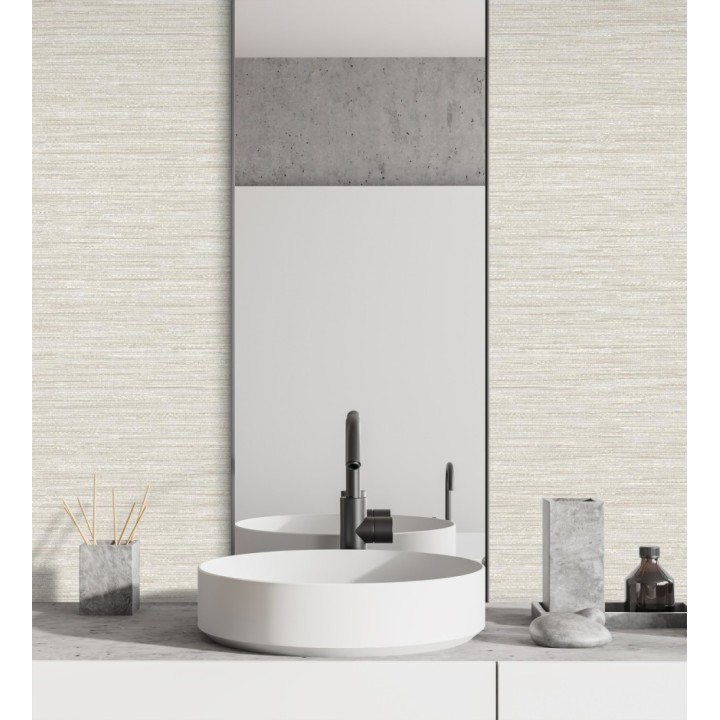 Papel pintado fibra vegetal microtexturada en tonos beige tostado - Sahara Weave 683134