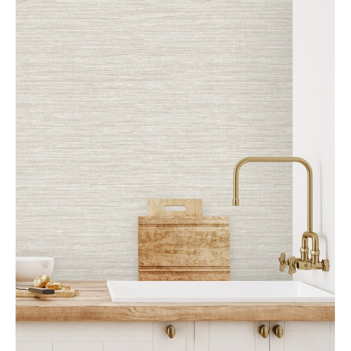 Papel pintado fibra vegetal microtexturada en tonos beige tostado - Sahara Weave 683134