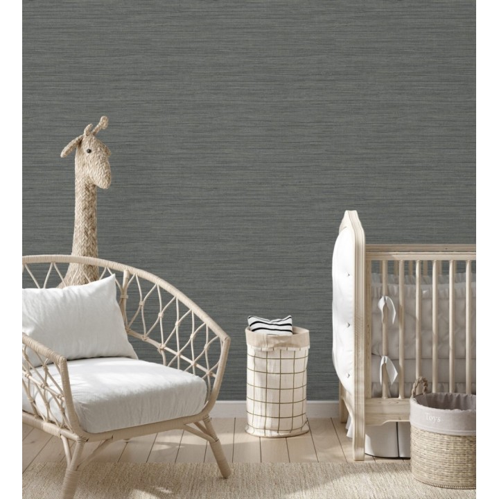 Papel pintado fibra vegetal microtexturada en tonos gris pizarra - Sahara Weave 683136