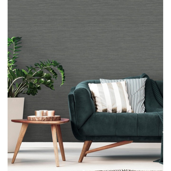 Papel pintado fibra vegetal microtexturada en tonos gris pizarra - Sahara Weave 683136