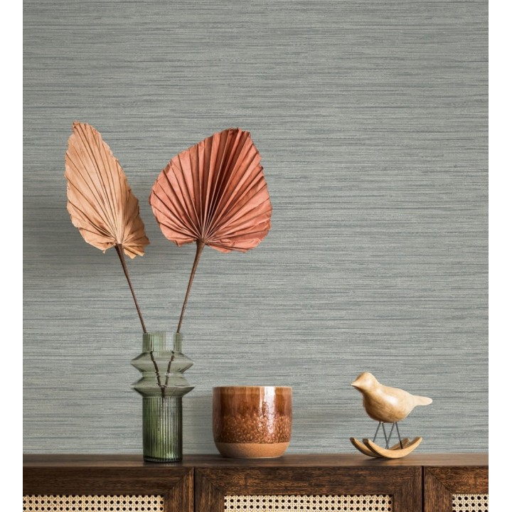 Papel pintado fibra vegetal microtexturada tono gris - Sahara Weave 683137