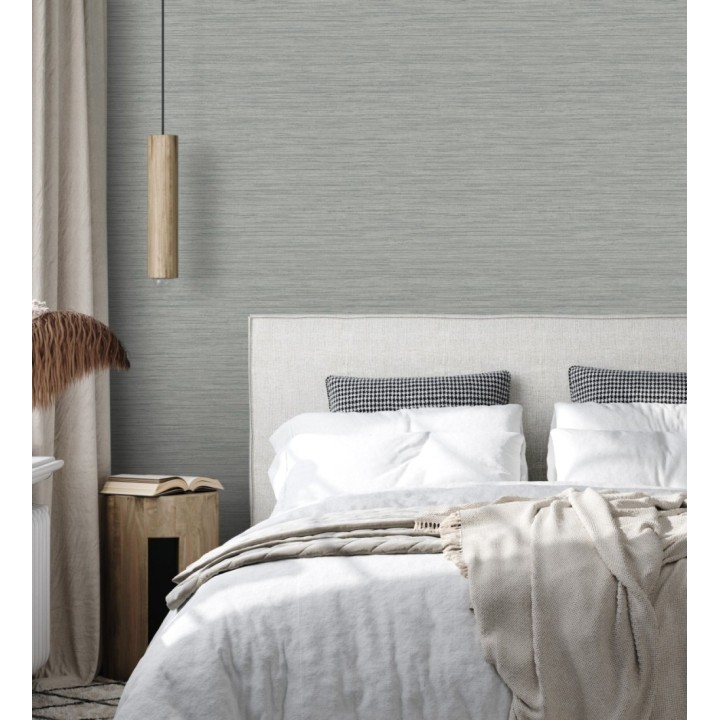 Papel pintado fibra vegetal microtexturada tono gris - Sahara Weave 683137