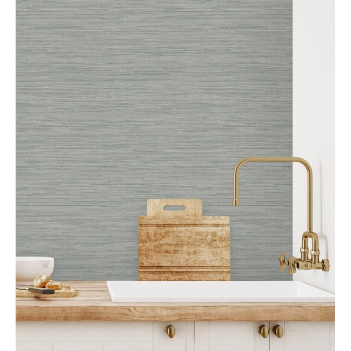 Papel pintado fibra vegetal microtexturada tono gris - Sahara Weave 683137