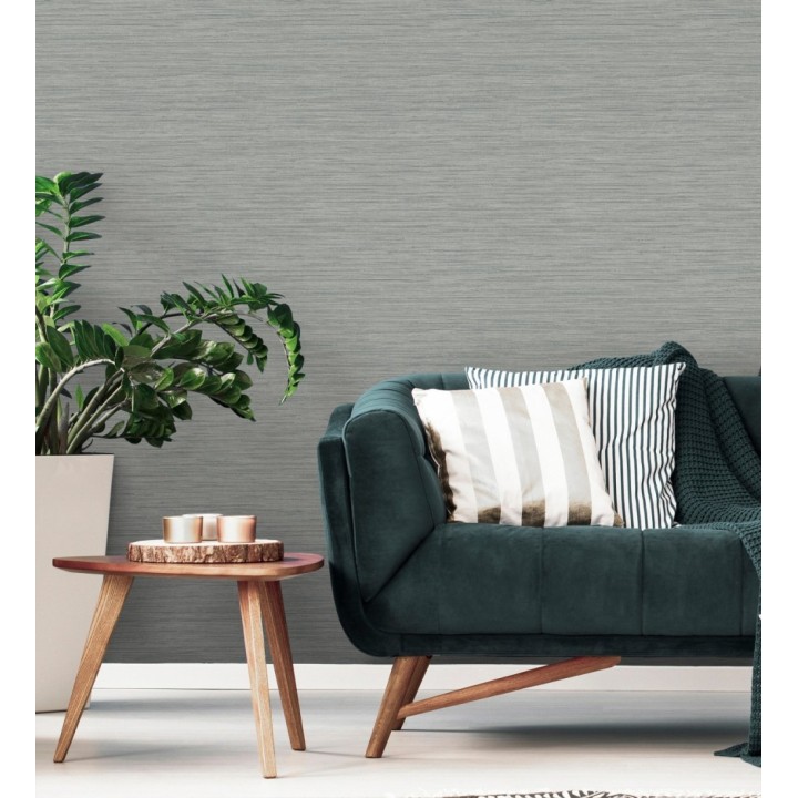 Papel pintado fibra vegetal microtexturada tono gris - Sahara Weave 683137