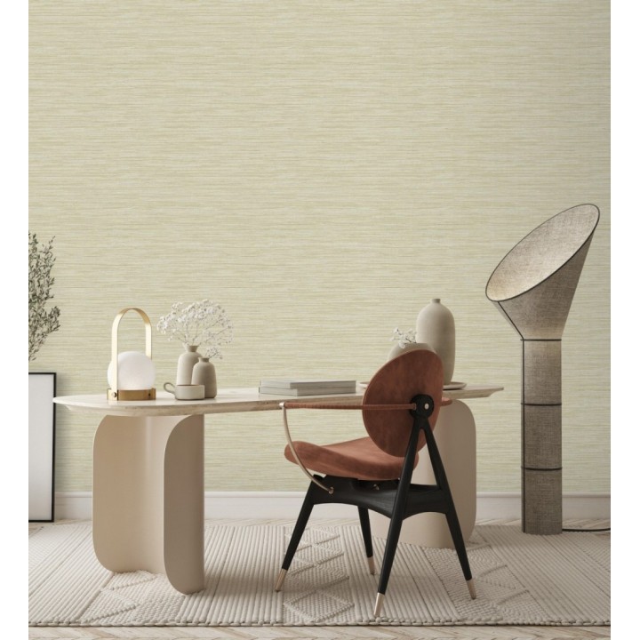 Papel pintado fibra vegetal microtexturada en tonos amarillo mostaza - Sahara Weave 683138