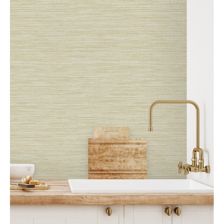 Papel pintado fibra vegetal microtexturada en tonos amarillo mostaza - Sahara Weave 683138