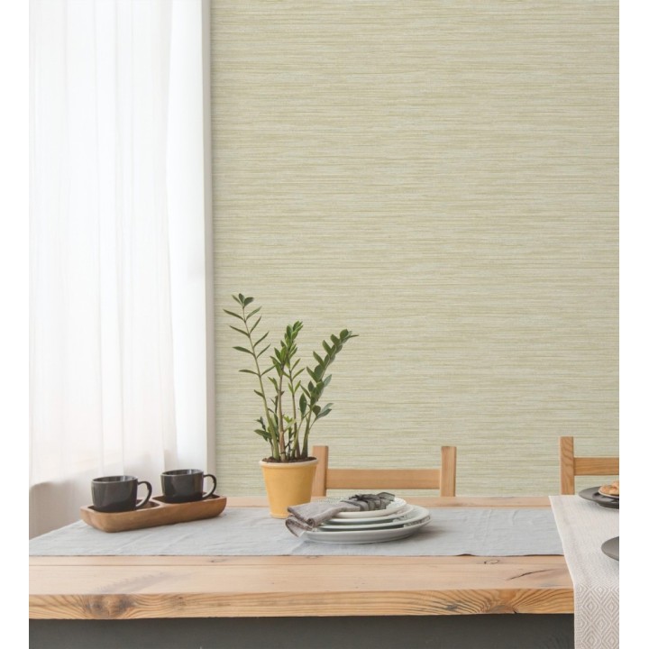 Papel pintado fibra vegetal microtexturada en tonos amarillo mostaza - Sahara Weave 683138