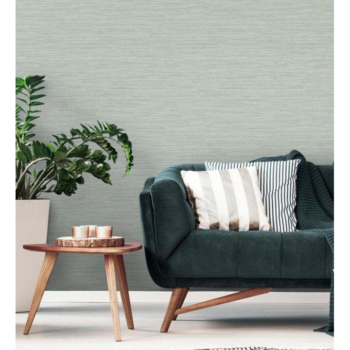 Papel pintado fibra vegetal microtexturado en tonos verde agua - Sahara Weave 683139