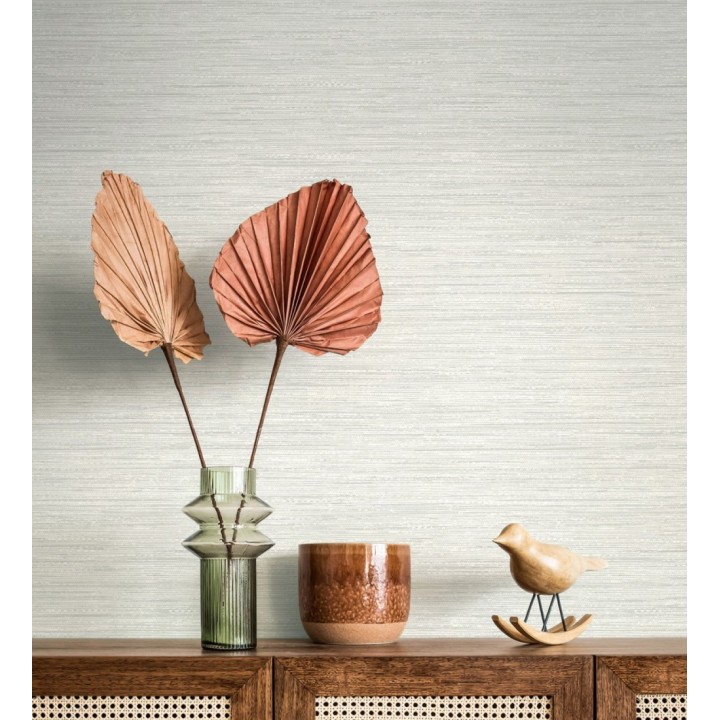 Papel pintado fibra vegetal microtexturada en tonos gris cálido claro - Sahara Weave 683140