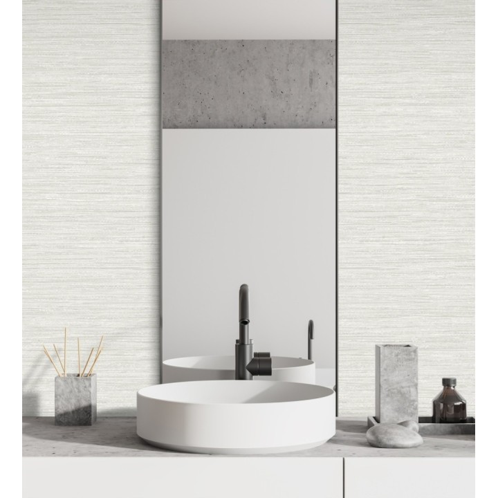 Papel pintado fibra vegetal microtexturada en tonos gris cálido claro - Sahara Weave 683140