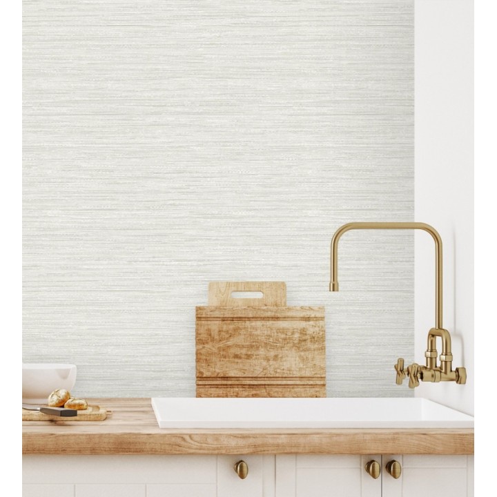 Papel pintado fibra vegetal microtexturada en tonos gris cálido claro - Sahara Weave 683140