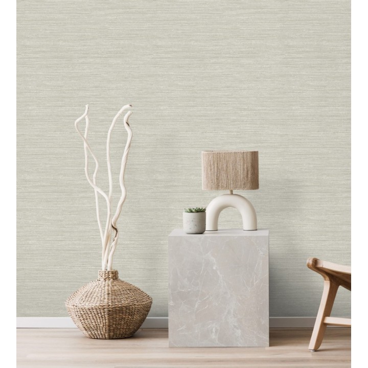 Papel pintado fibra vegetal microtexturada en tonos gris cálido - Sahara Weave 683141