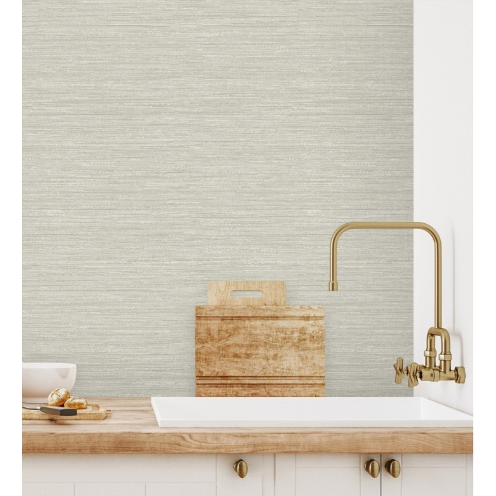 Papel pintado fibra vegetal microtexturada en tonos gris cálido - Sahara Weave 683141