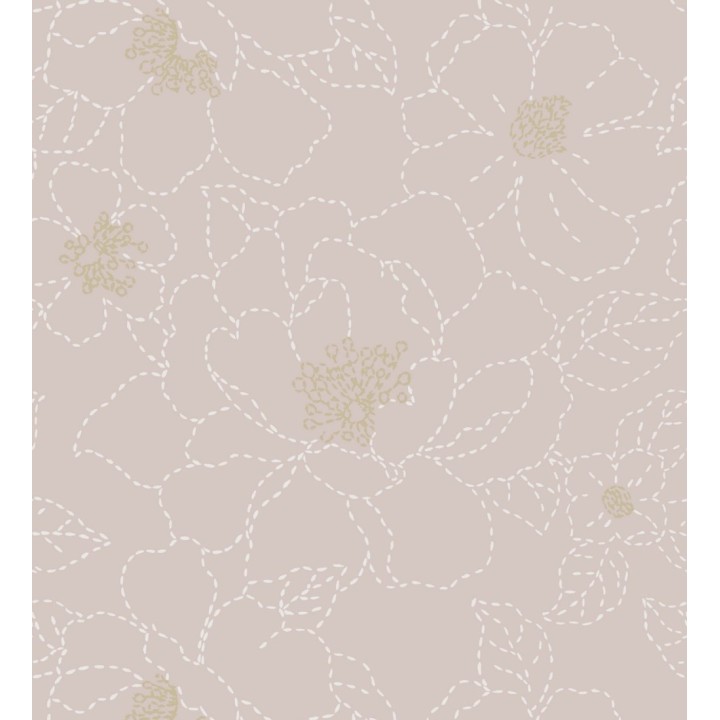 Papel pintado de flores en estilo de costura delicada fondo malva claro - Nomad Blossom 683153