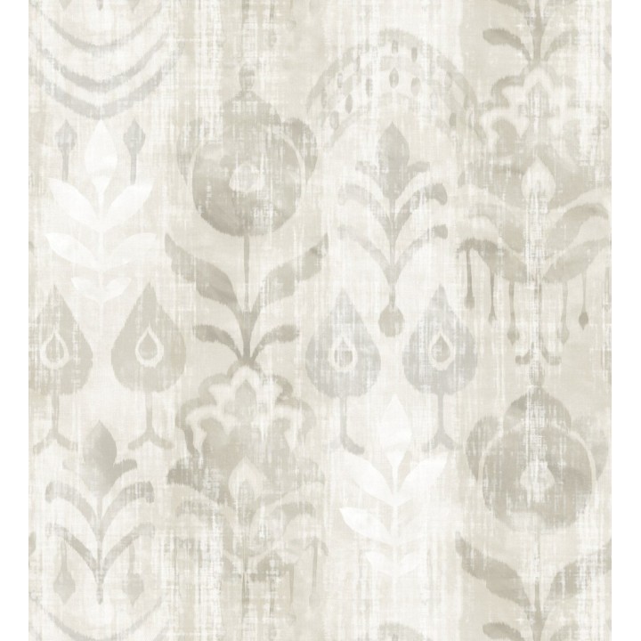 Papel pintado ikat con motivos florales tonos beige - Bohemian Canopy 683160